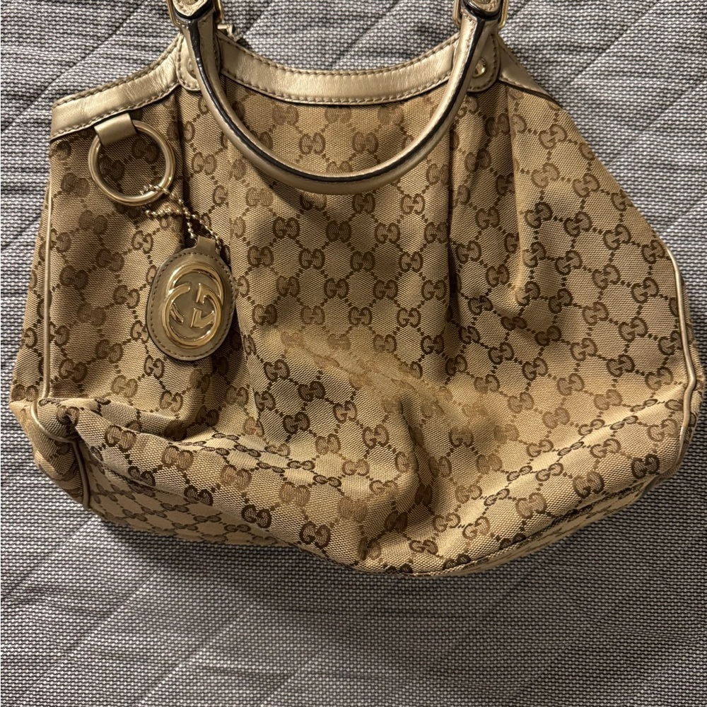 Gucci Beige GG Canvas Shoulder Bag